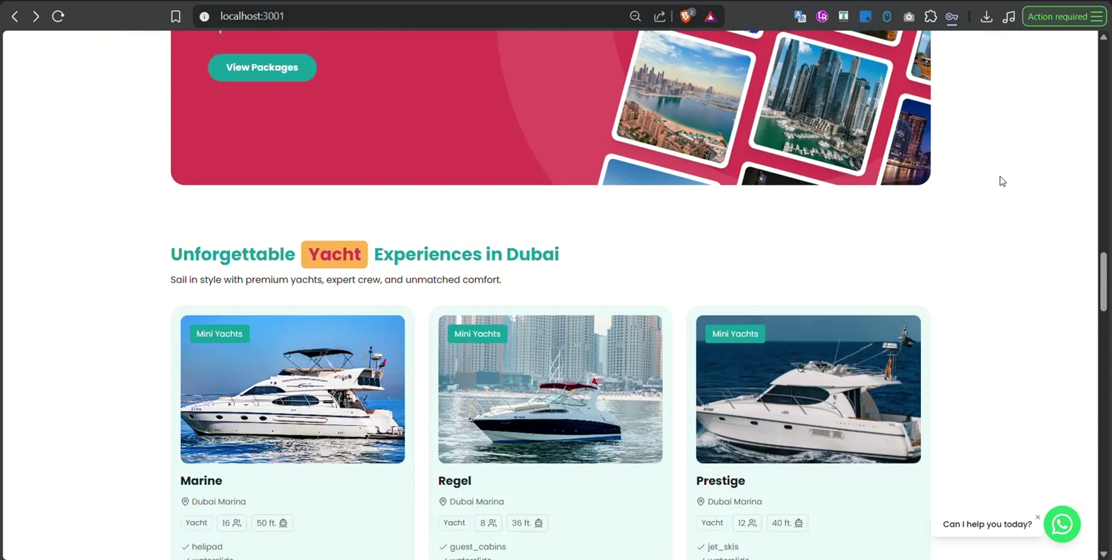 BookYourVibes yacht collection and experience packages