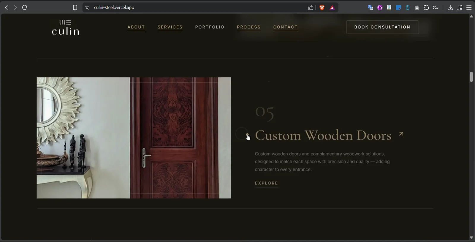 Culin custom wooden doors editorial section