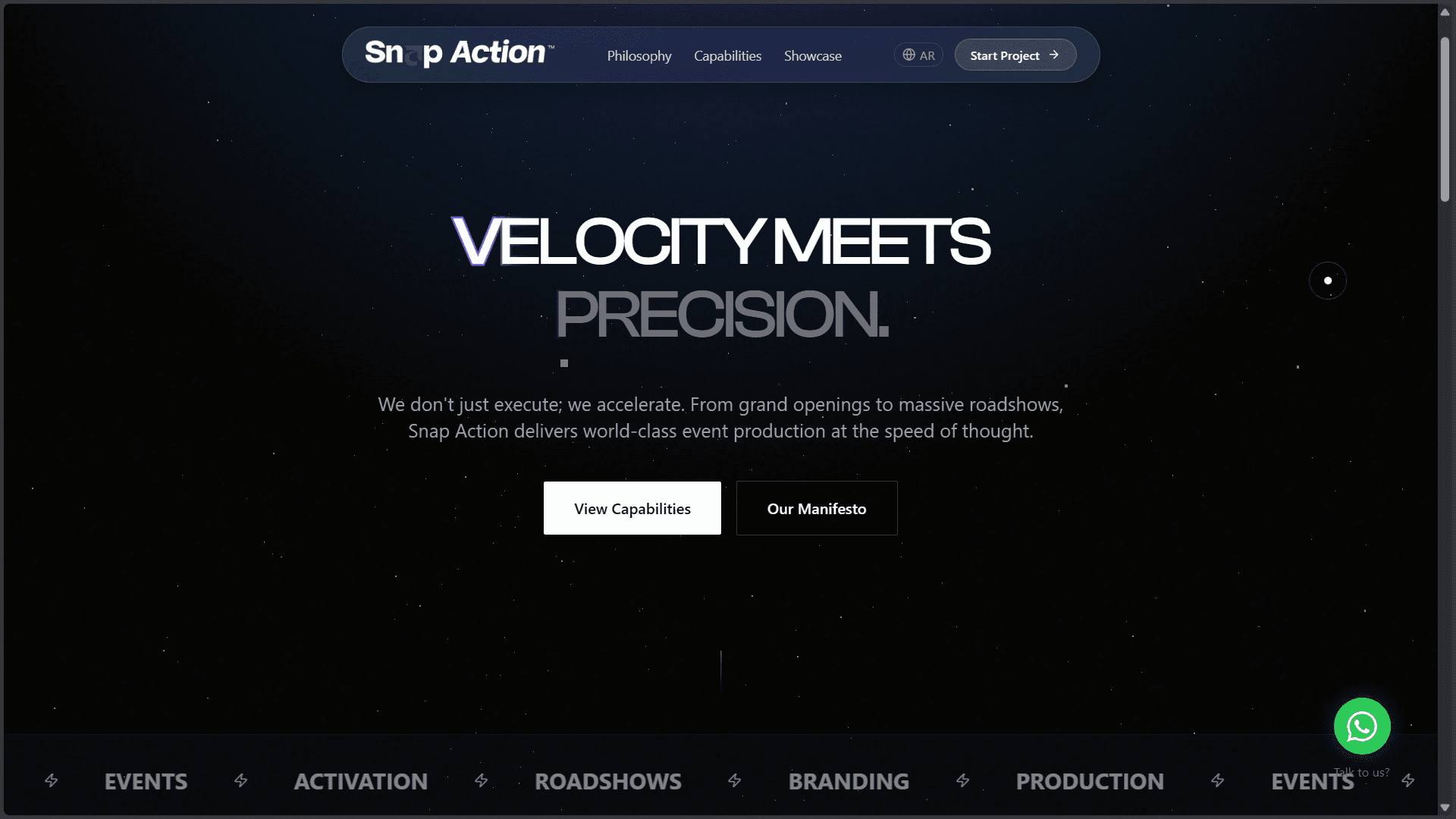 Snap Action event website hero